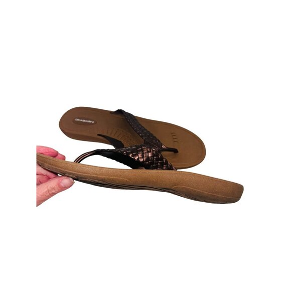 Okabashi Mens Brown Flip Flops Thong Sandals L Comfortable Beach Resort Comfort - Picture 6 of 11